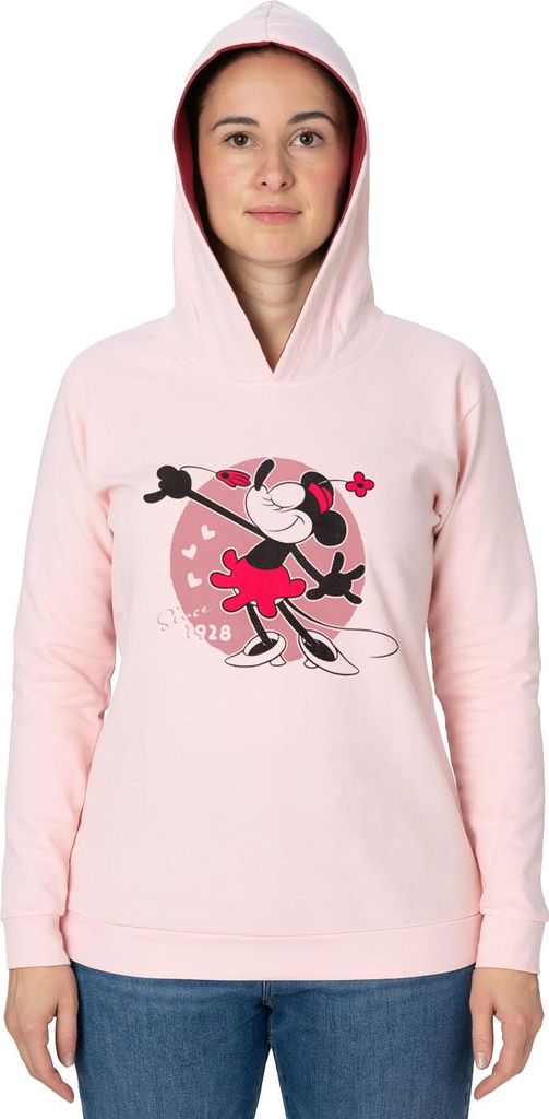 Disney Minnie Mouse Hoodie für Damen - Kapuzenpullover Sweatshirt Pullover mit Kapuze Rosa L