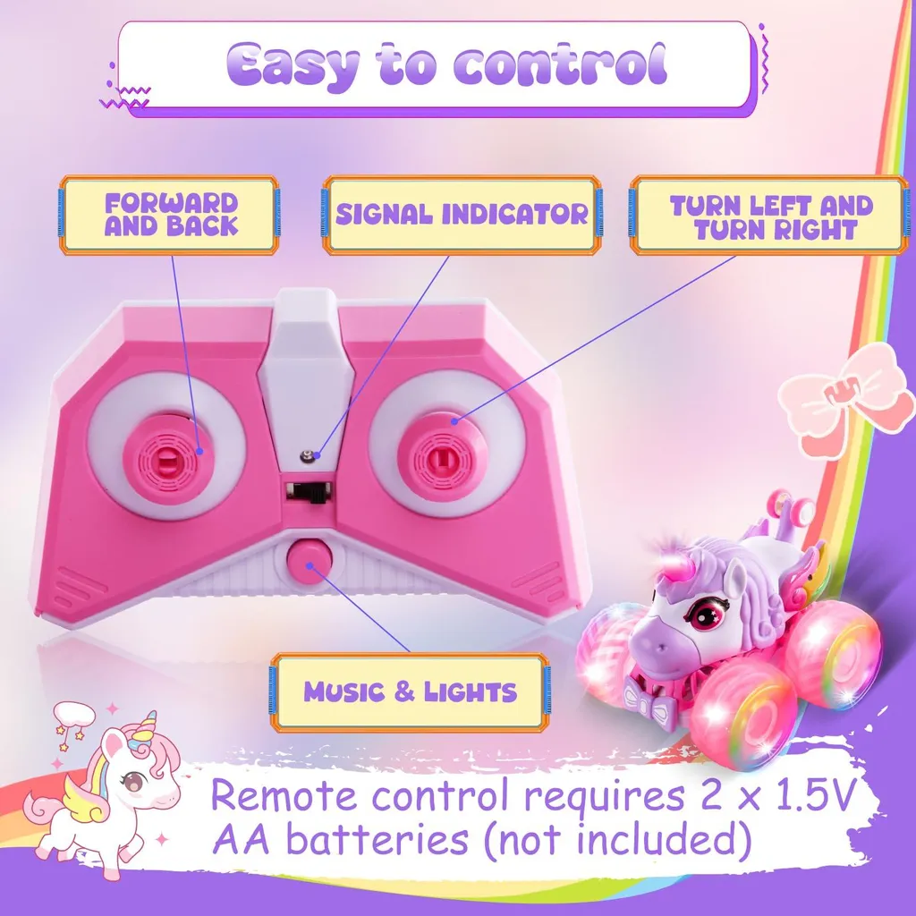 Voiture télécommandée rose pour filles de 3 à 6 ans - 10