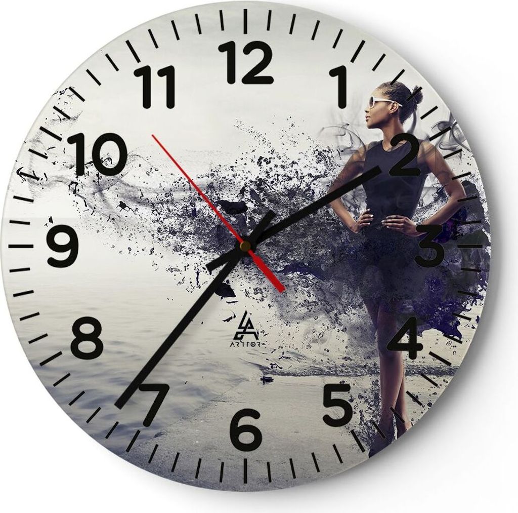 Wanduhr - Rund - Glasuhr - Afrika modell schönheit komposition - 30x30cm - Schleichendes Uhrwerk - Lautlos - zum Aufhängen bereit - Dekoration Mo...