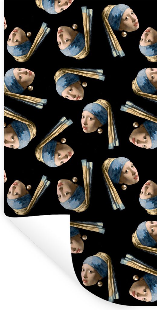 MuchoWow Wandtattoo Wandsticker Wandaufkleber Das Mädchen mit dem Perlenohrring - Muster - Vermeer 20x40 cm Selbstklebend und Repositionierbar -...