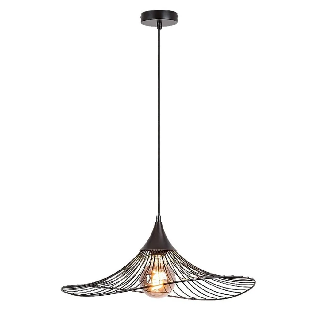 Suspension Sombero ø500mm : Grand Luminaire Noir pour Salon Sombre