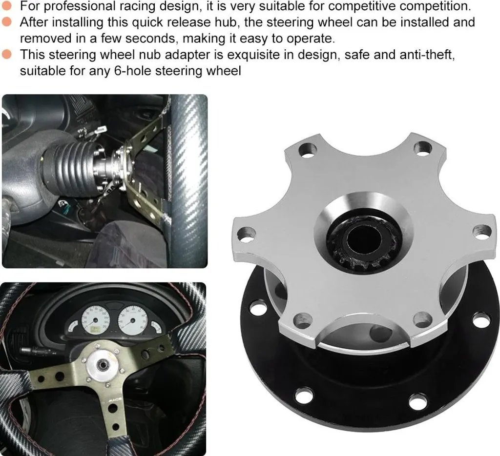 Kit adaptateur moyeu volant déblocage rapide 6 trous universel noir
