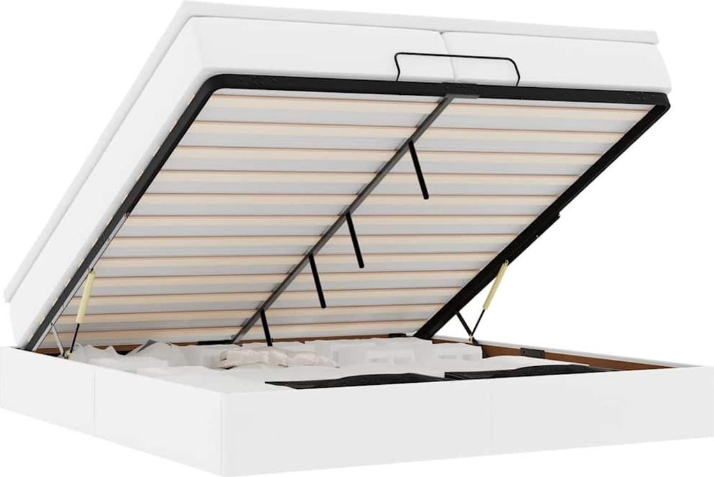 vidaXL Ottoman-Bett mit Matratzen Weiß 200x200 cm Kunstleder