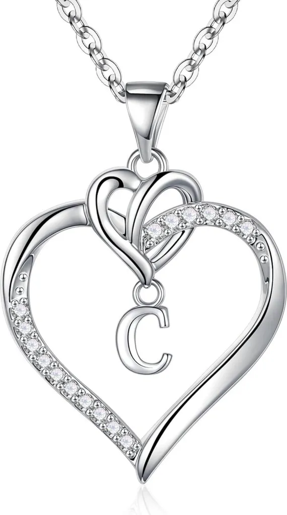 Collier initiales cœur TINGN en or 14 carats et oxydes de zirconium