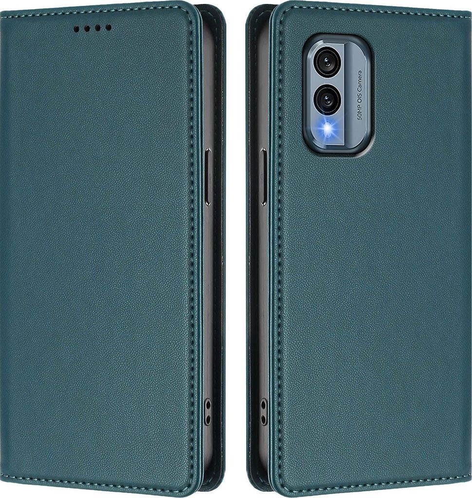 Handyhülle für Nokia X30, Kunstleder Klapphülle Stoßfeste Magnetische Hülle mit Ständer Grün