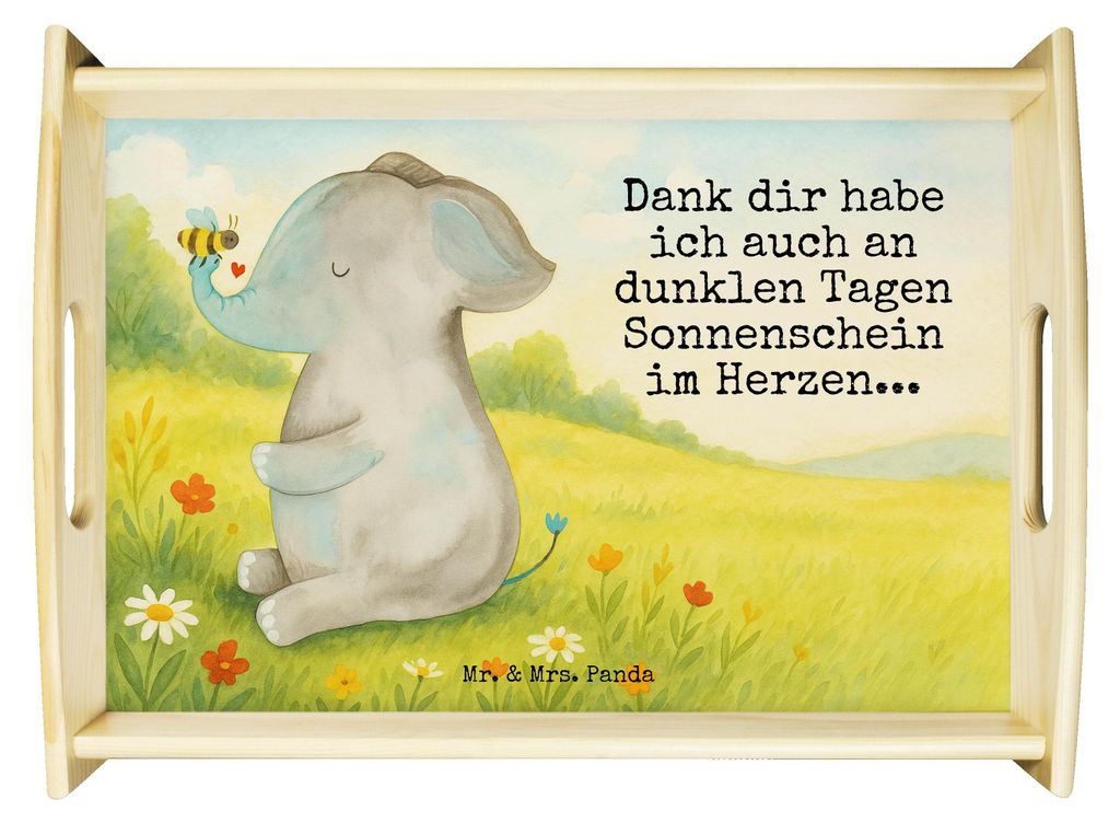 Mr. & Mrs. Panda Tablett Elefant Biene Design - Weiß - Geschenk, Servier, Hochzeitsgeschenk, Lustige Sprüche, sofatablett, Deko, Serviertablett, ...
