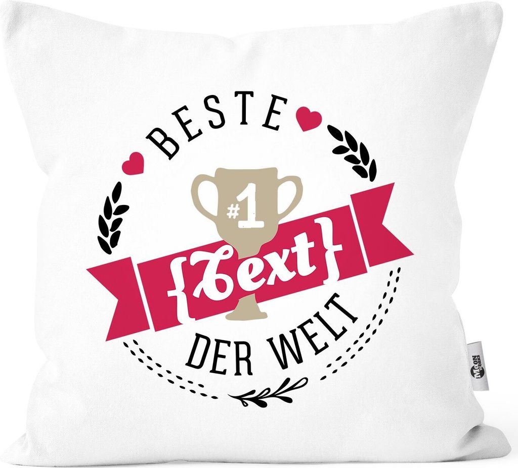 Kissen-Bezug Beste Mama Oma Personalisierbar mit Wunsch-Namen eigener Text Deko-Kissen MoonWorks Dein Text Magenta weiß unisize