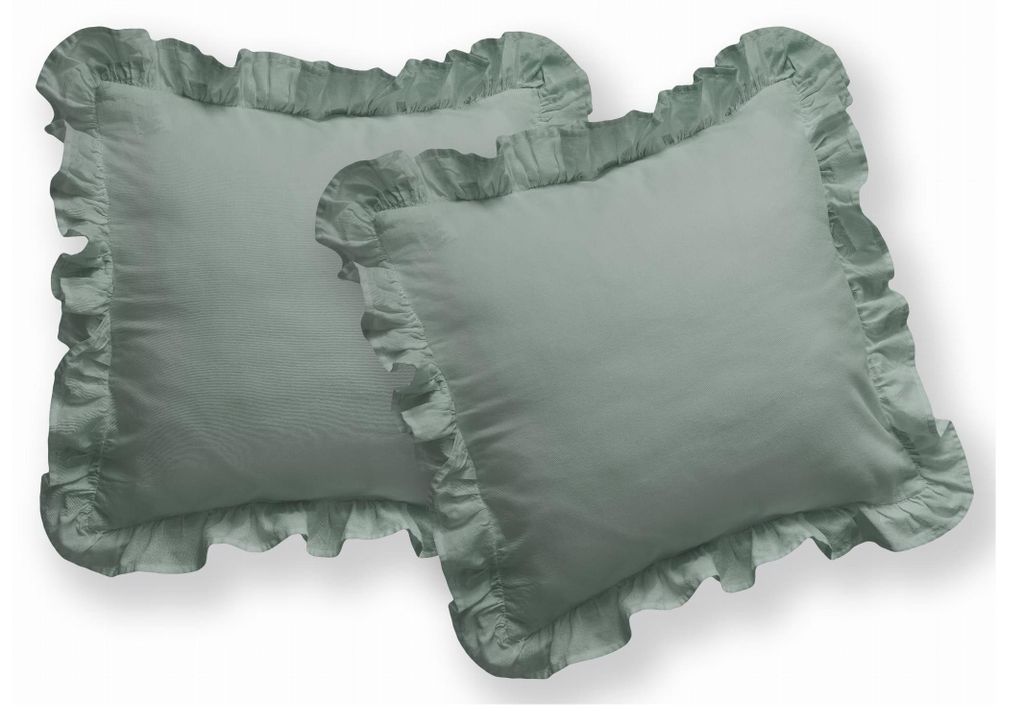 Baumwoll-Kissenbezug 40x40 Pure mit Rüsche Mint 2pcs Produktbild 