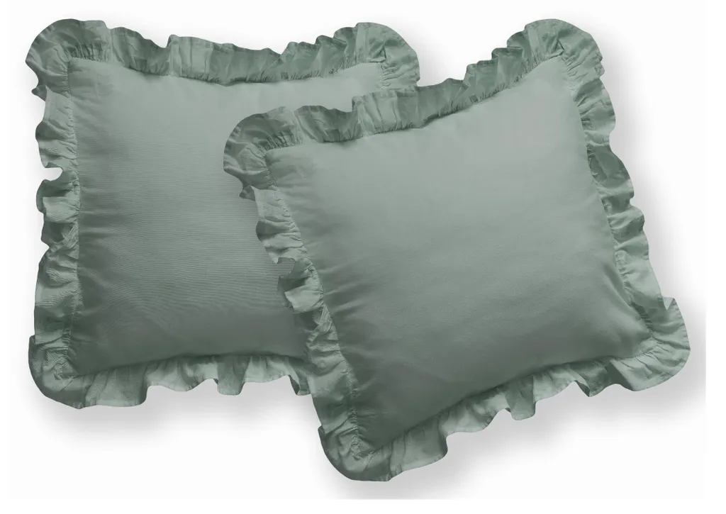 Taie d'oreiller en coton mint anti-irritation avec volants soignés