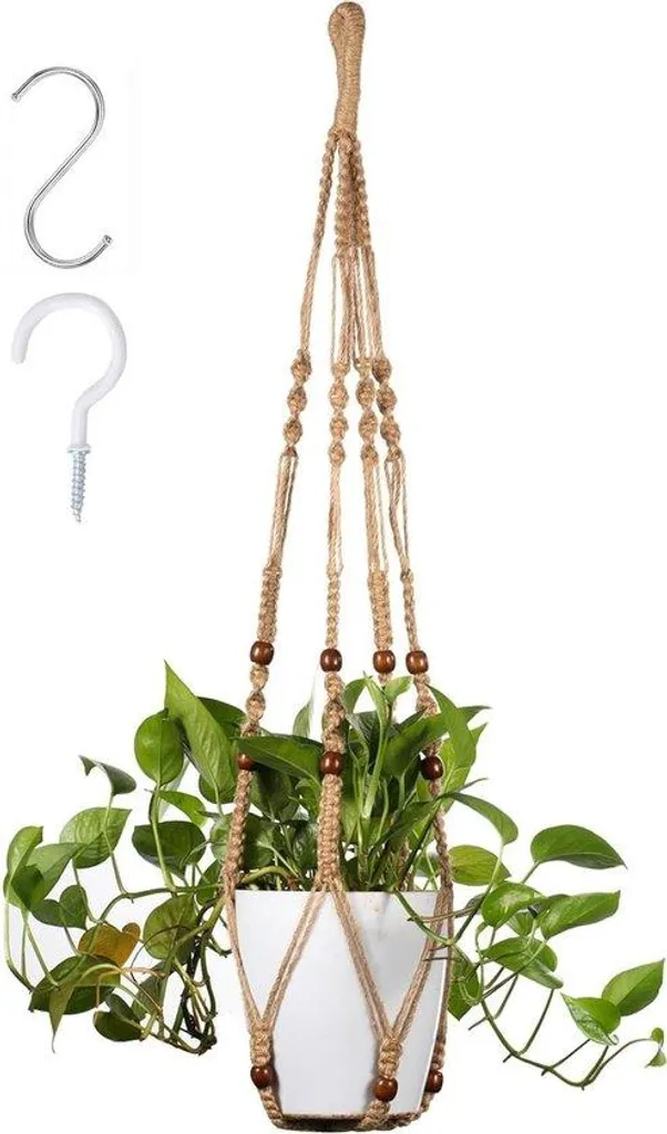 Hamac pour fleurs anti-chute avec pinces de maintien en coton marron