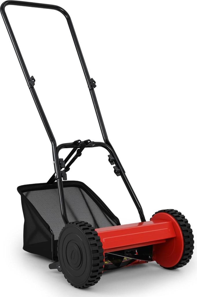 GOPLUS Spindelmäher, Handrasenmäher mit 18,5L Fangkorb, Schnitthöhe verstellbar, 30 cm Schnittbreite, Hand-Rasenmäher mit 5 Messern & Räder