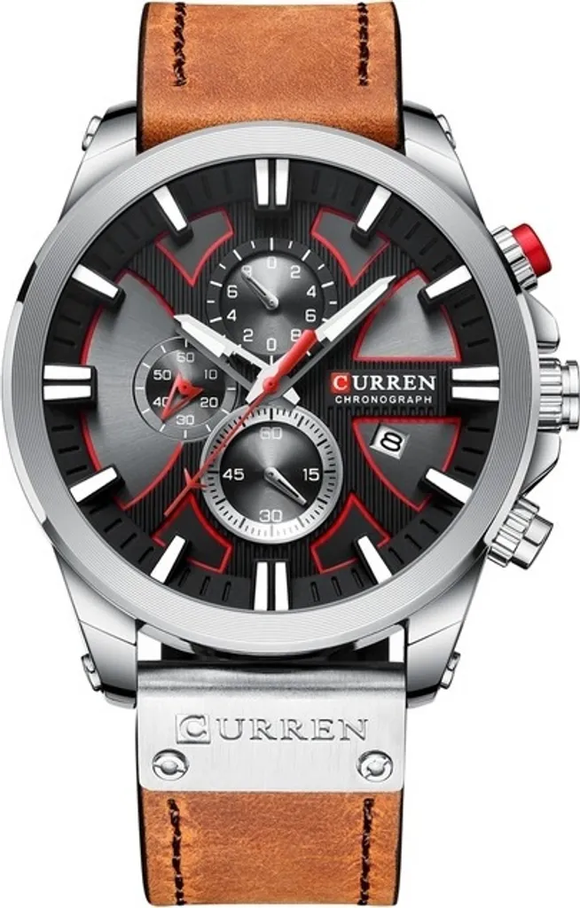 CURREN Ford KP14227 Orologio Elegante Marrone Argento per Uomo