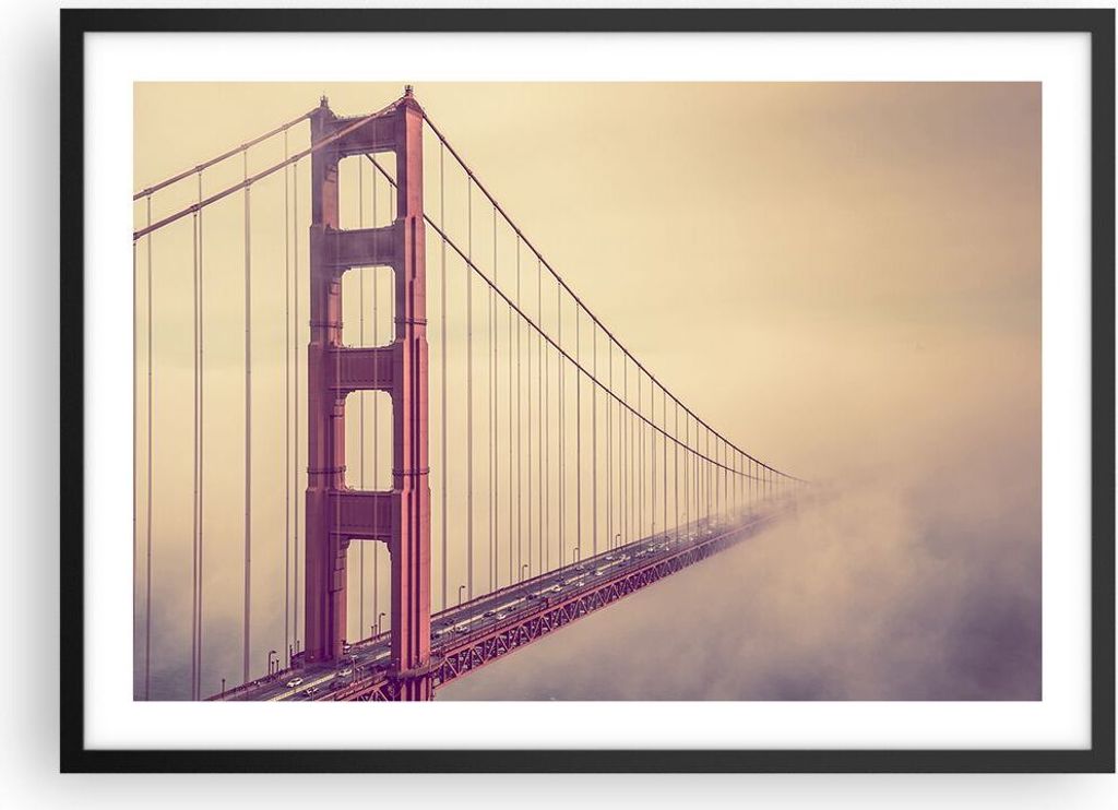Gerahmtes Poster - Schwarzer Rahmen - Brücke Autobahn Infrastruktur - 70x50 cm - Wand Bild - Wanddeko - Wandbilder - Wandposter - Bilderrahmen - B...