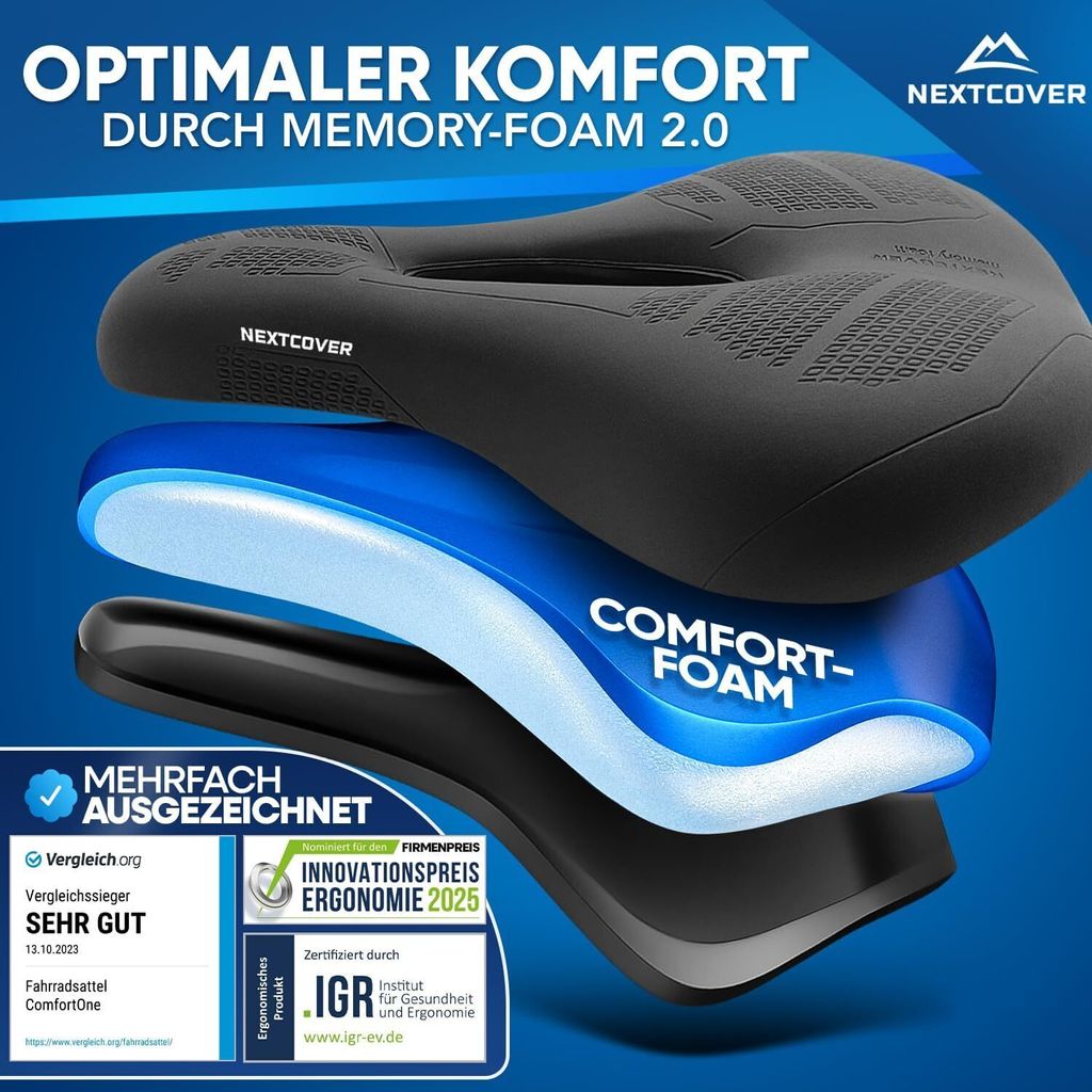 NEXTCOVER® Fahrradsattel - Das Original - mit Memory-Foam Produktbild 2
