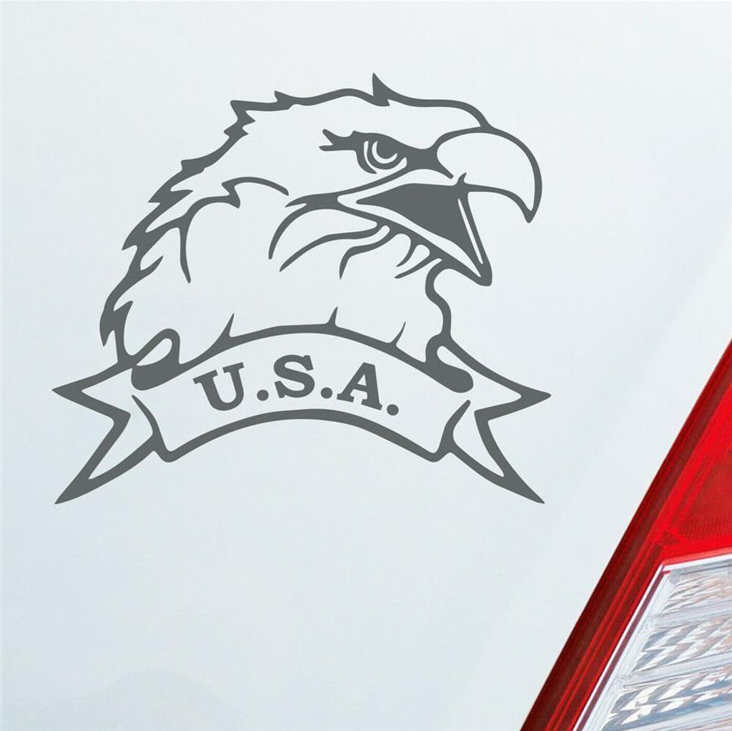 Auto Aufkleber USA Adler Eagle U.S.A. Amerika Tuning 12x10 cm Grau Sticker Heckscheibenaufkleber
