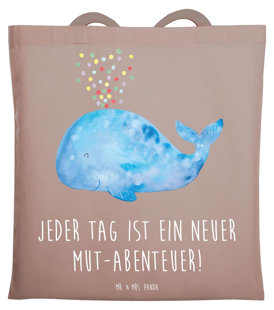 Mr. & Mrs. Panda Einkaufstasche Angst überwinden Abenteuer - Braun Pastell - Geschenk, Laptoptasche, Zuversicht, Vertrauem, neue Herausforderungen...
