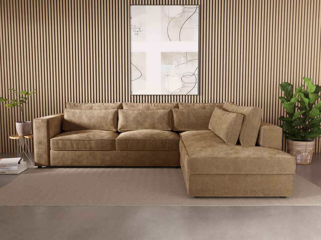 LetSit Ecksofa Caldea L Cremona Rechte Freistehendes Loungesofa Bequemes Ecksofa zum Entspannen Schmutzabweisend Für Wohnzimmer Schlafzimmer Braun