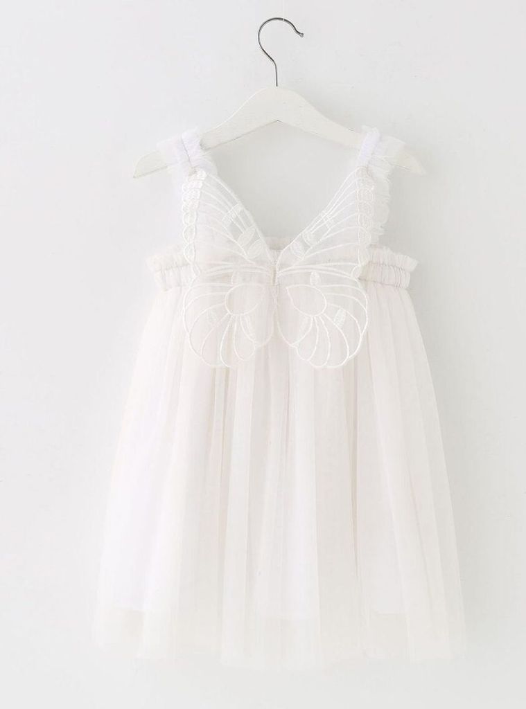 Kleider für Kinder Mesh Kleid Puffy Rock Schmetterling Flügel Party Kleid Sommerliche Sommerkleider, Farbe: Weiß, Größe:130cm