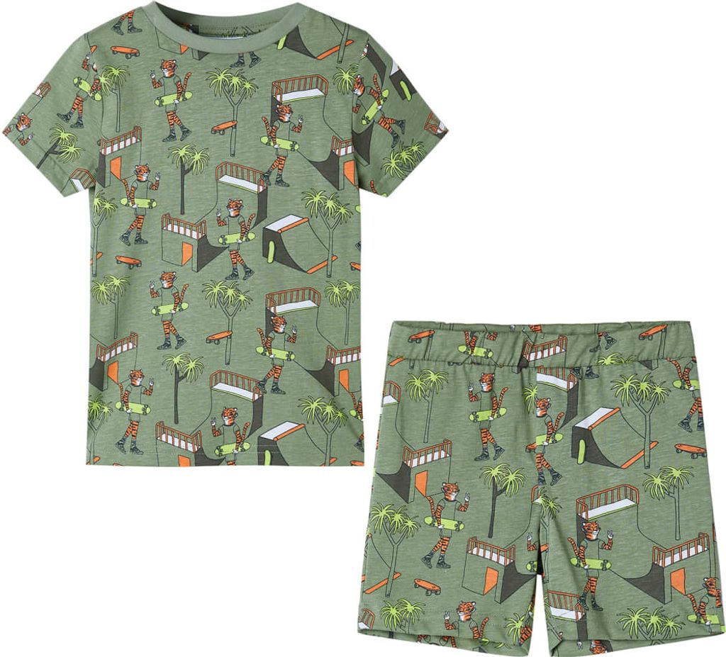 "im Sonderangebot"Kinderpyjama - Moderne und langlebige - Bekleidungslinie - mit Kurzen Ärmeln Hellkhaki 128 DE139298 - Babykleidung