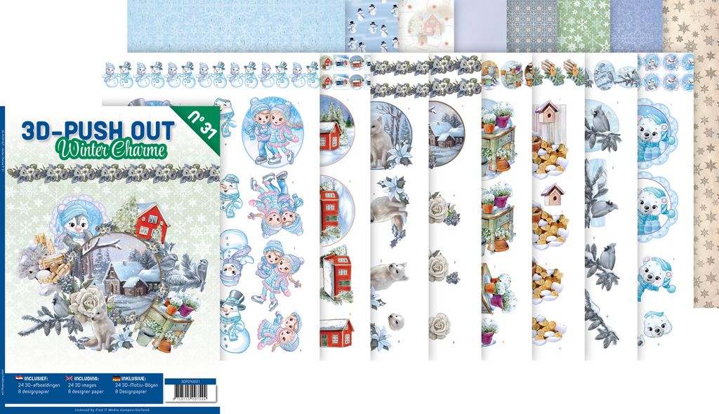 FINDit 3D Stanzbogenbuch Winter Charme A4 Bastelset Weihnachten Scrapbooking