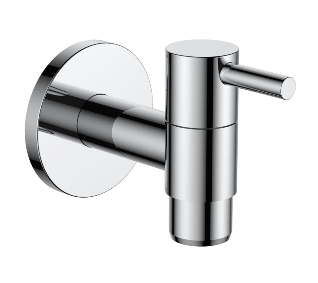 DEUSENFELD WVL - Design Wandventil "LOUNGE" Wasserhahn, Wandhahn, Kaltwasser Armatur, für Badezimmer, Keller, Waschraum, Küche, DN15 1/2", verchromt