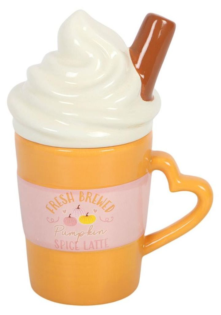 Something Different - "Pumpkin Spice Latte" Becher mit Deckel SD11098 (Einheitsgröße) (Orange/Weiß)