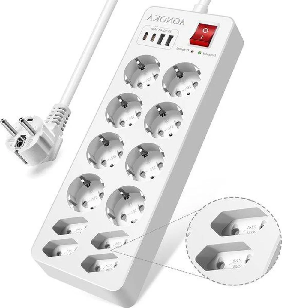 Multiprise 12V avec ports USB-C et 12 sorties - Câble 15m pour atelier