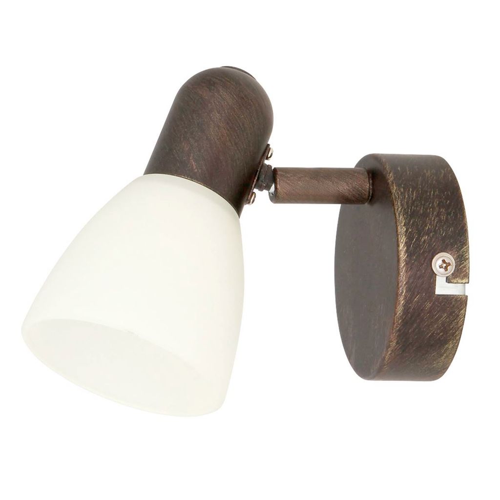 Lampada da parete con paralume in vetro E14 bronzo antico Immagine del prodotto 