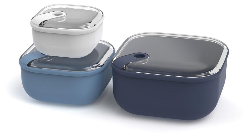 3er Set Frischhaltedosen ELA , Farbe:Blau & Weiß Produktbild 