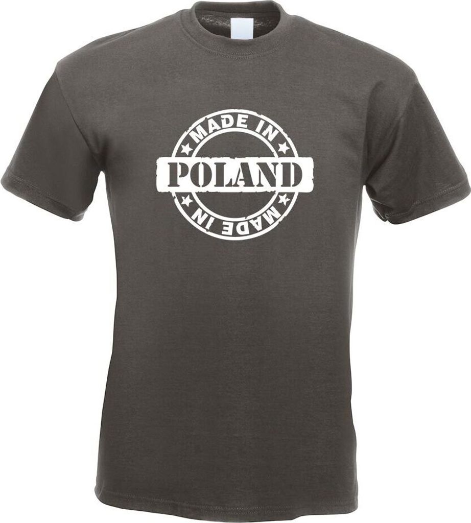 Kiwistar - T-Shirt - Graphit - Poland Motiv Bedruckt Funshirt Design Print - mit Motiv Bedruckt - Funshirt Design - Sport - Freizeit - Herren - M