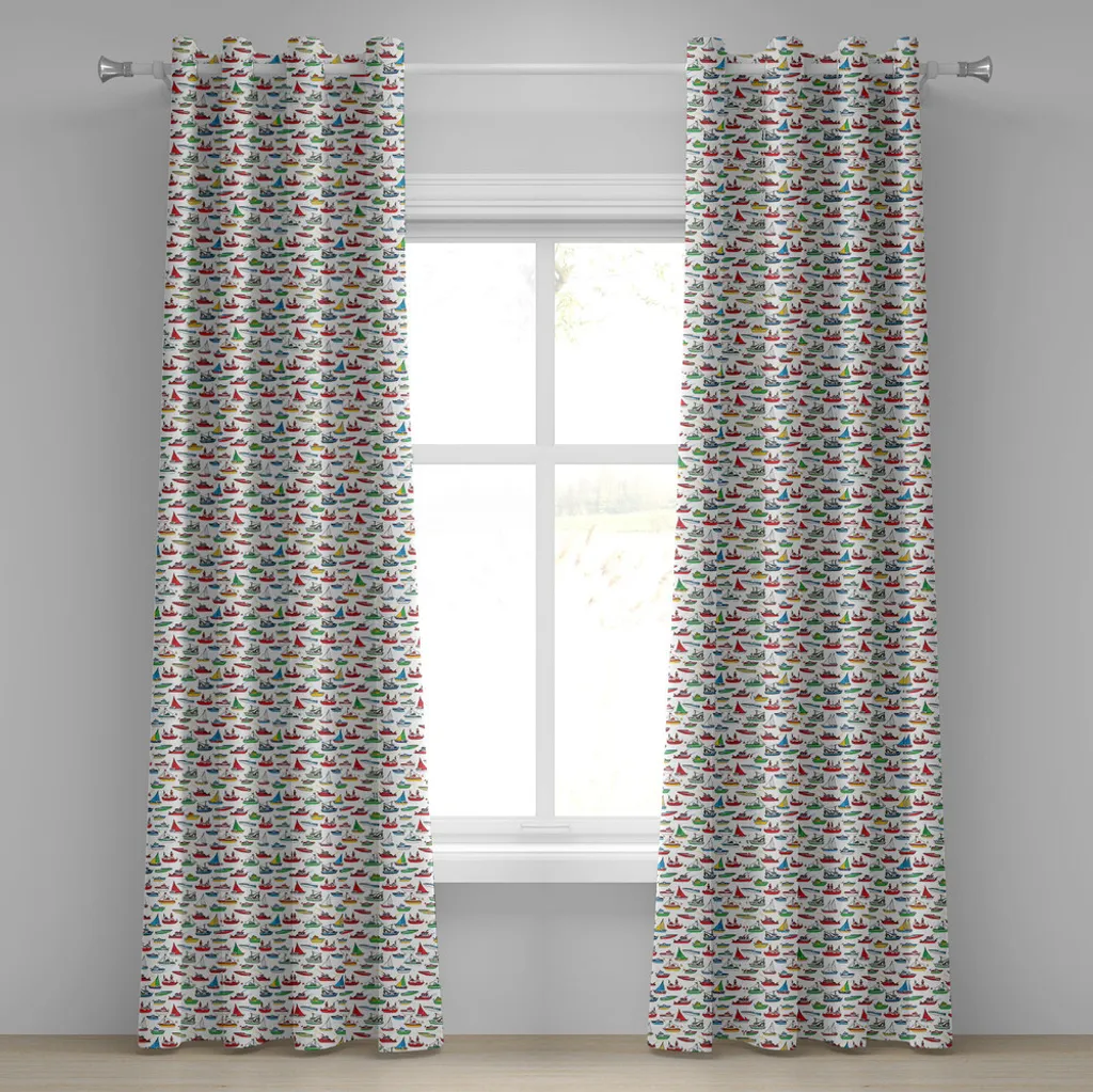 Rideau à œillets nautique ABAKUHAUS motifs bateaux multicolores 280x245