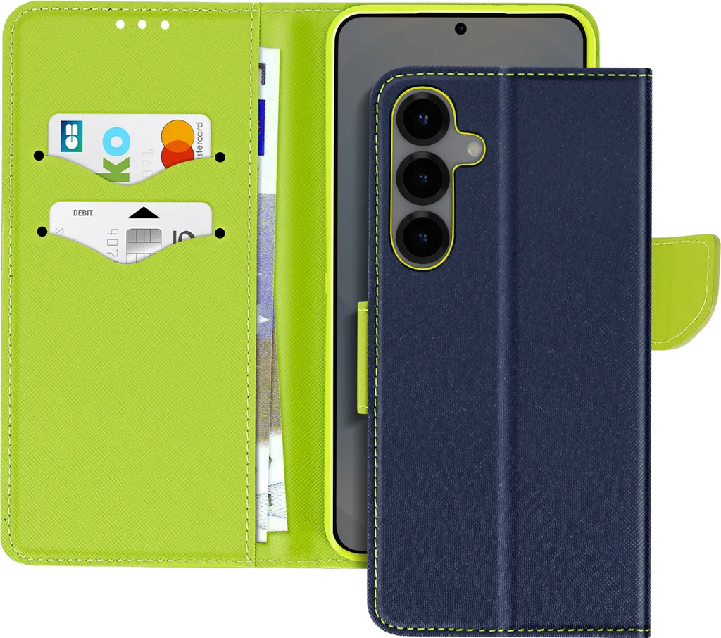 Avizar, Samsung Galaxy S25 Custodia portafoglio fantasia con scomparti per carte, blu scuro