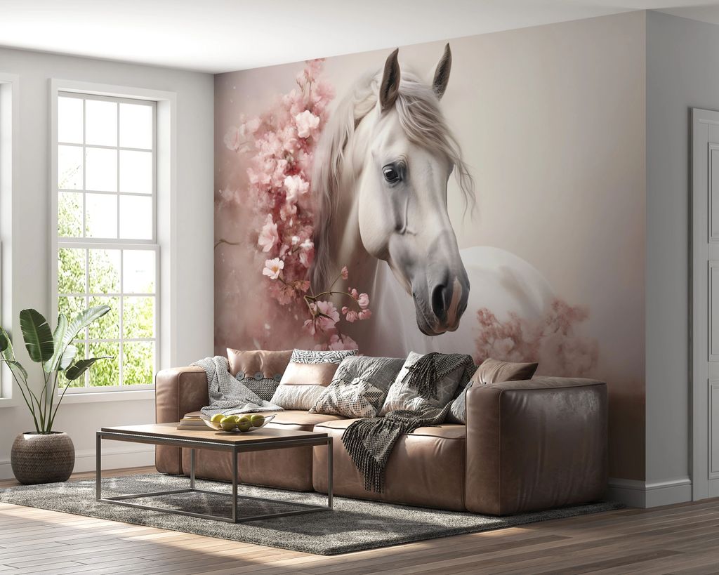 DECO WALLS fototapeta do detskej izby kôň a kvety - Obrázok produktu 
