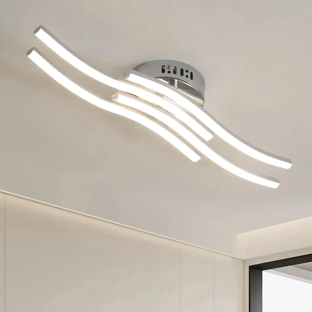 Plafonnier LED 24W Argenté Blanc Neutre - Luminaire Design Incurvé