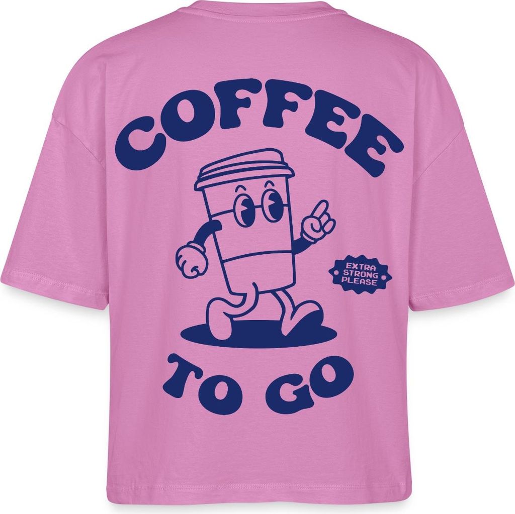 Spreadshirt Coffee To Go Illustration Retro Boxy Shirt Damen, S, Pink