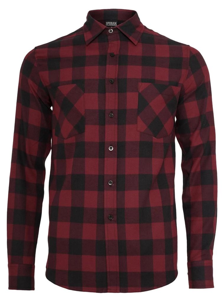 Urban Classics - Hemd für Herren TN342 (4XL) (Schwarz/Burgunderrot)