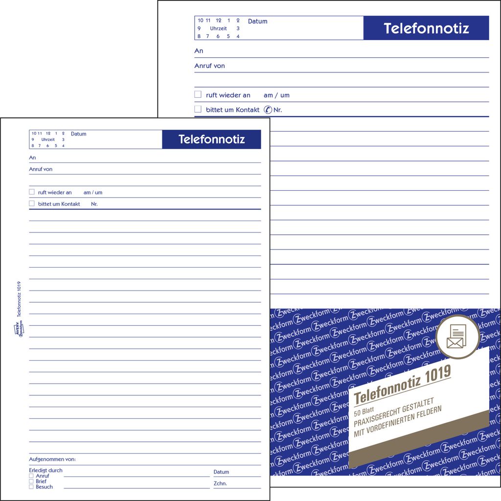 Avery Zweckform 1019, Telefonnotiz, A5, 50 Blatt Produktbild 