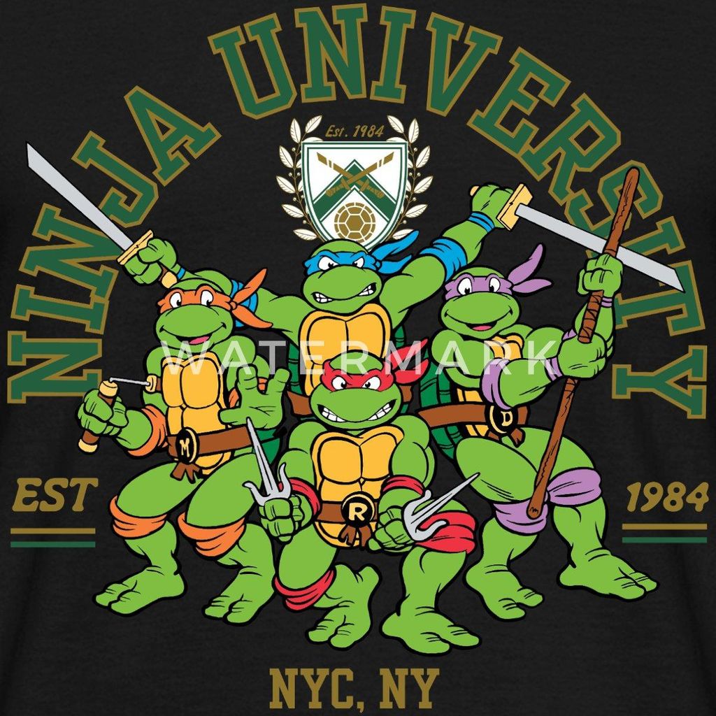 Spreadshirt Teenage Mutant Ninja Turtles Ninja University Männer T-Shirt, 4XL, Schwarz
