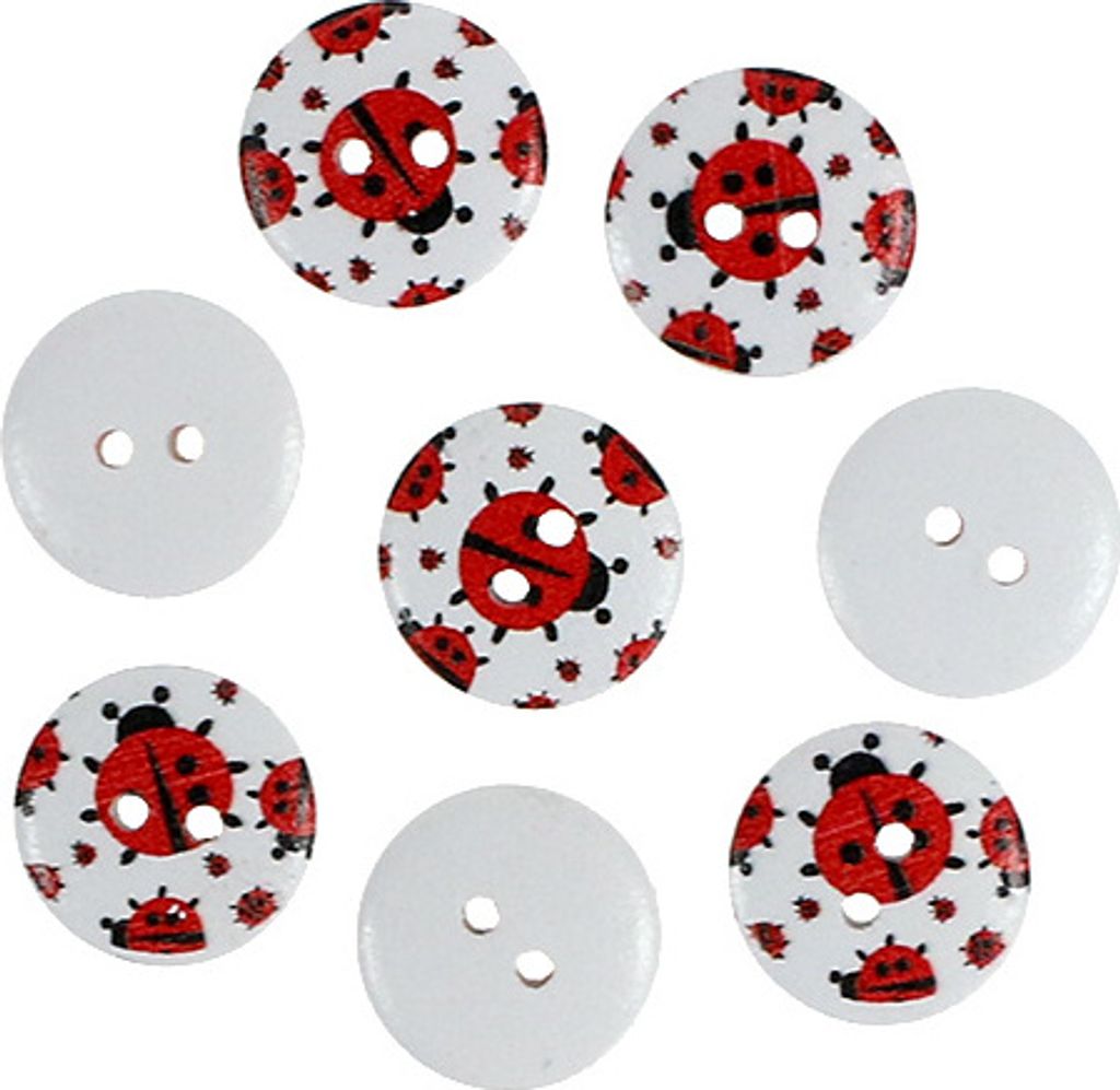 Holzknöpfe Marienkäfer-Motiv 1,8cm Nähen Basteln 270St