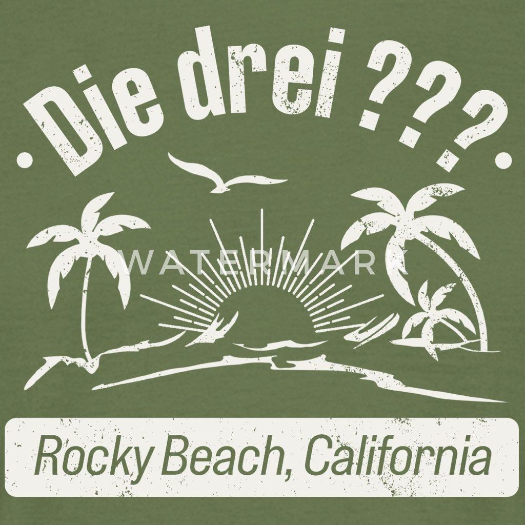 Spreadshirt Die Drei Fragezeichen Rocky Beach Design Mit Palmen Männer T-Shirt, 4XL, Militärgrün
