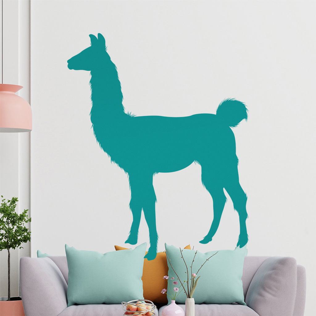 KIWISTAR Lama Silhouette - Spucken Kamel Alpaca Wandtattoo in 6 Größen - Wandaufkleber Wall Sticker - Dekoration, Küche, Wohnzimmer, Schlafzimme...