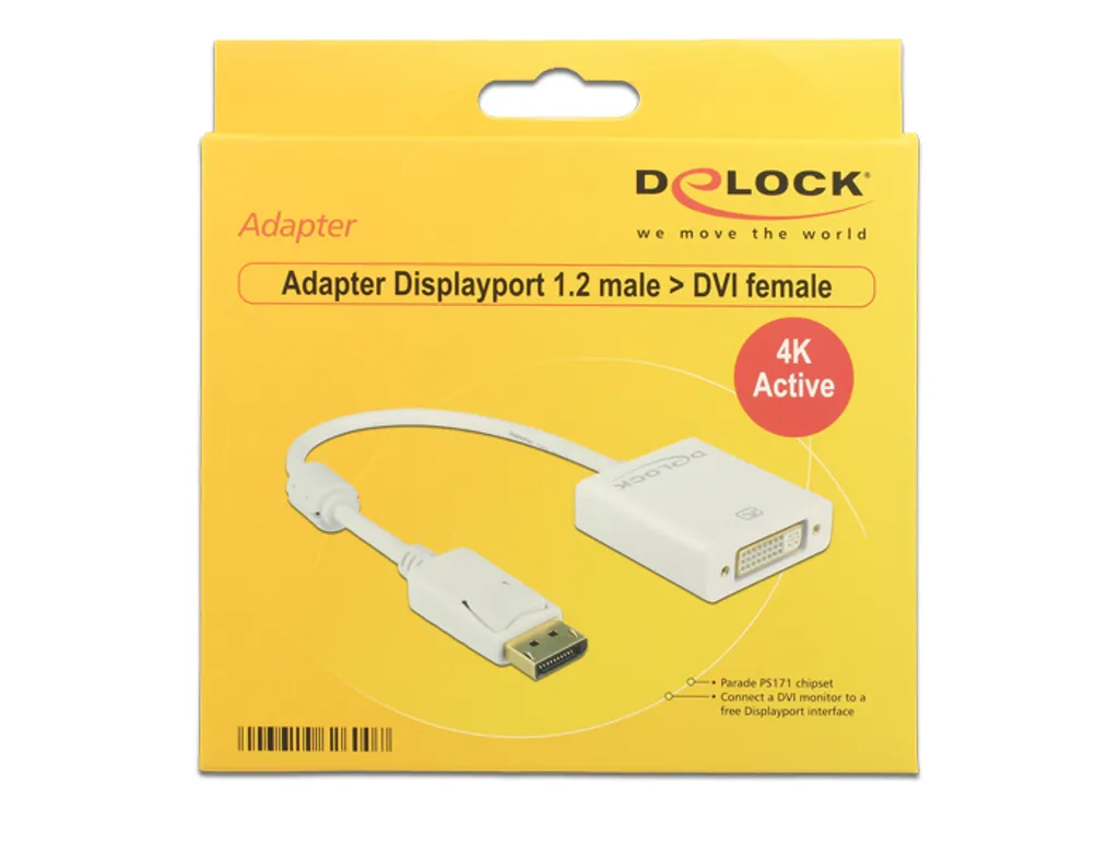 Delock Adaptateur DisplayPort vers DVI 24+5 Femelle Actif 4K Noir 61849