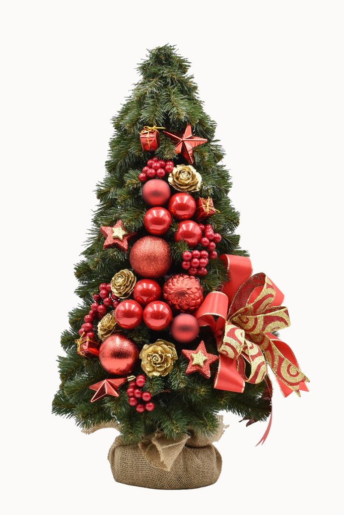 PINUS COMPANY | Weihnachtsbaum - 60 cm - Rot - Handgefertigt - Elegante Weihnachtsdekoration
