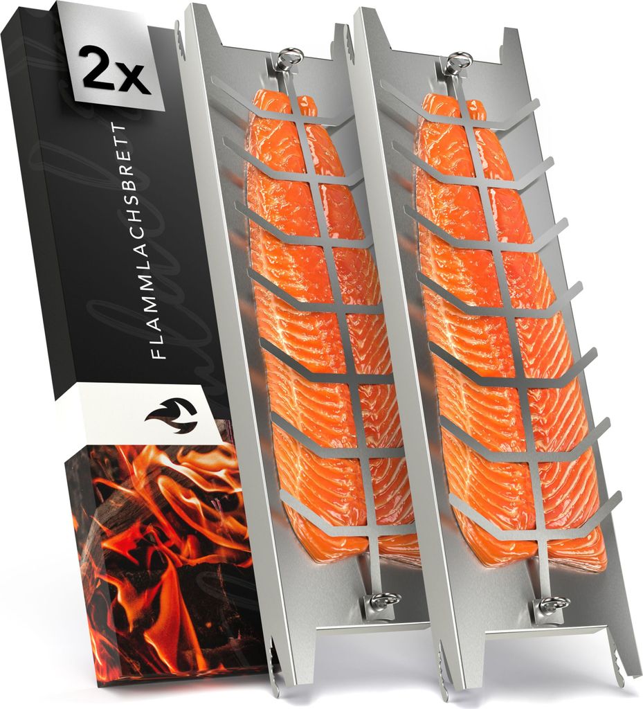 NewHabitat | 2x Flammlachsbrett Edelstahl Produktbild 