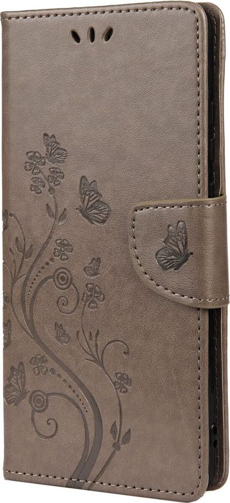 Mobigear Flowers Samsung Galaxy A33 Hülle Klapphülle Geldbörse - Grau