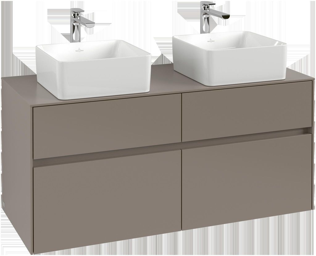 Villeroy & Boch Collaro Waschbeckenunterschrank, 4 Auszüge, für 2 Waschbecken, Wandmontage, 1200x548x500mm, C04400AF