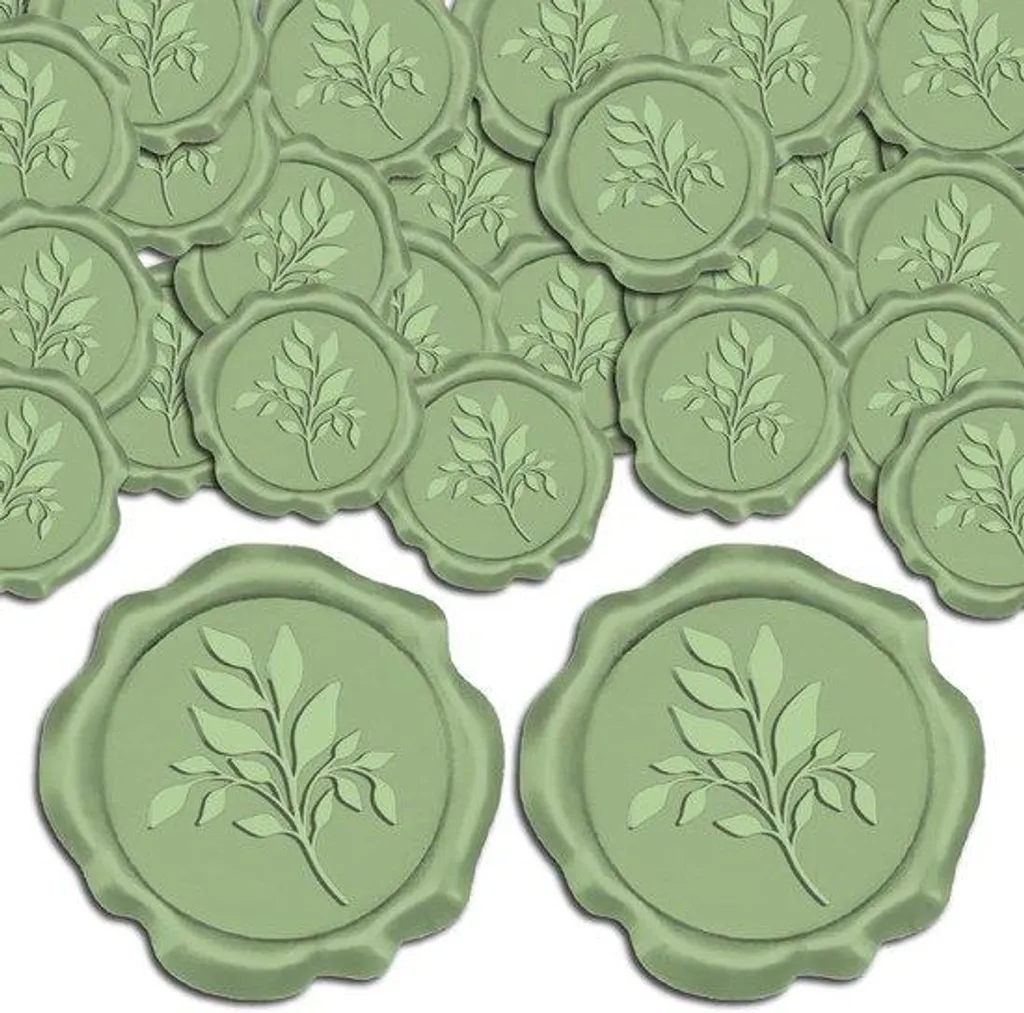 Pastilles de cire verte autocollantes avec relief pour faire-part