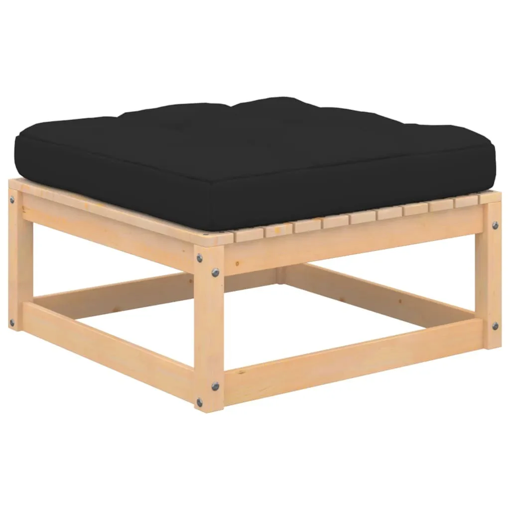 Pouf Giardino Legno Massiccio Pino con Cuscino Anthracite Elegante