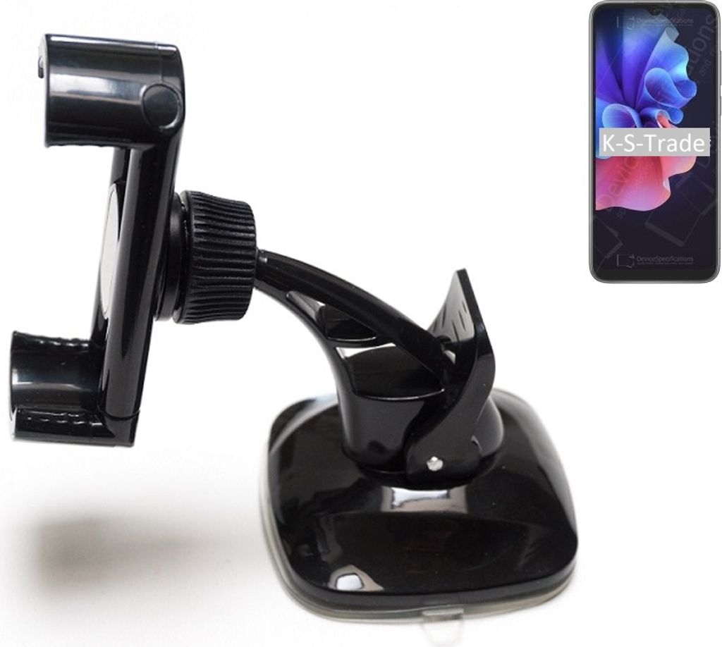 K-S-Trade kompakte Handy-Halterung Windschutzscheibe kompatibel mit Blackview A55 Pro Armaturenbrett schwarz Autohalterung KFZ Halter