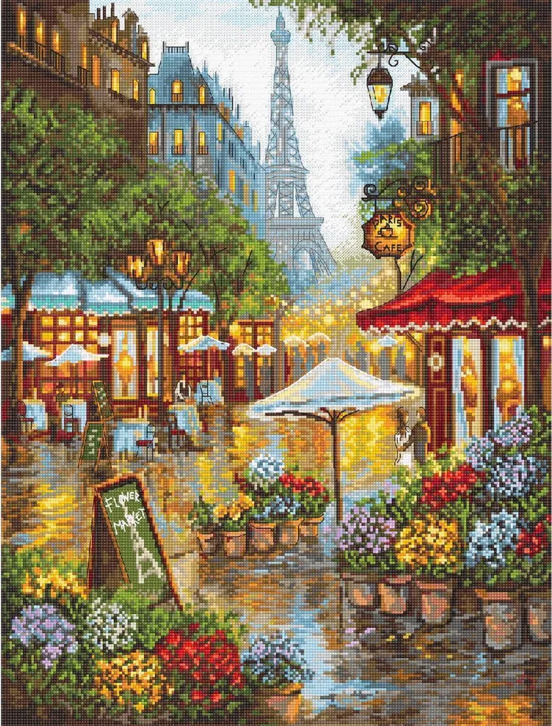 Kit point de croix Letistitch Fleurs de printemps Paris 42x32cm